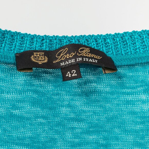 Loro Piana Blue Linen Short-Sleeve T-Shirt - Picture 6 of 8